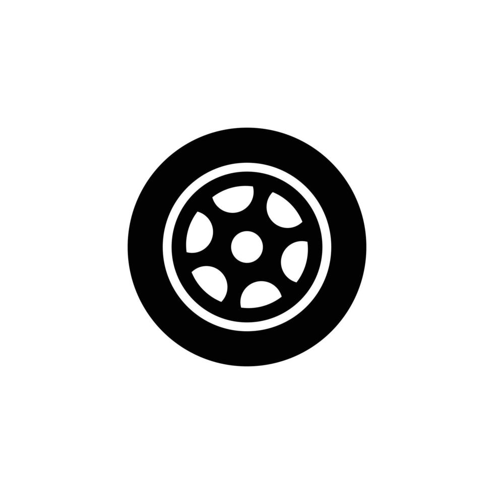 eps10 pneu de carro de vetor preto ícone de arte sólida abstrata isolado no fundo branco. símbolo de roda de caminhão em um estilo moderno simples e moderno para o design do seu site, logotipo e aplicativo móvel