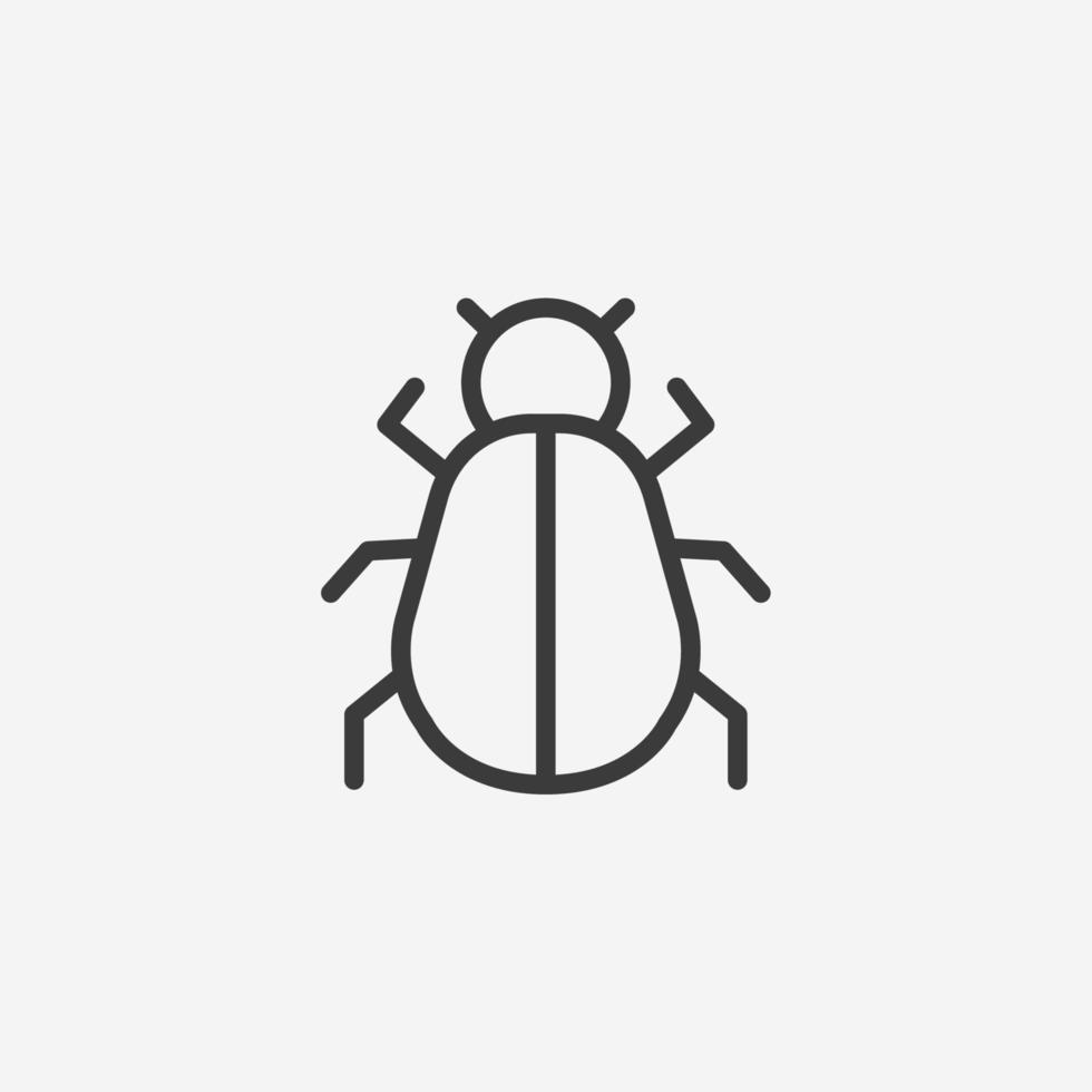 vetor de ícone de bug de software. inseto, animal, sinal de símbolo isolado de vírus