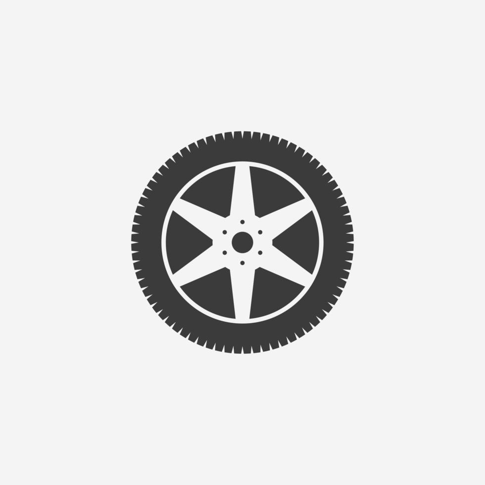 roda de carro, sinal de símbolo isolado de vetor de ícone de pneu