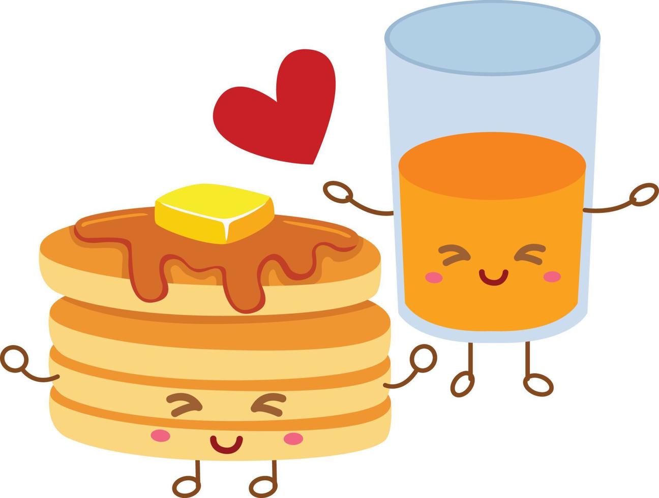 bonitinho café da manhã comida matinal suco e ilustração de panqueca vector clipart