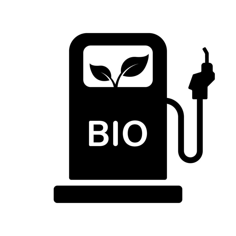 ícone de silhueta bio. pictograma de glifo de estação de óleo diesel de ecologia. energia verde orgânica no ícone da bomba de gasolina. gás alternativo de biocombustível natural ambiental. ilustração vetorial isolado. vetor