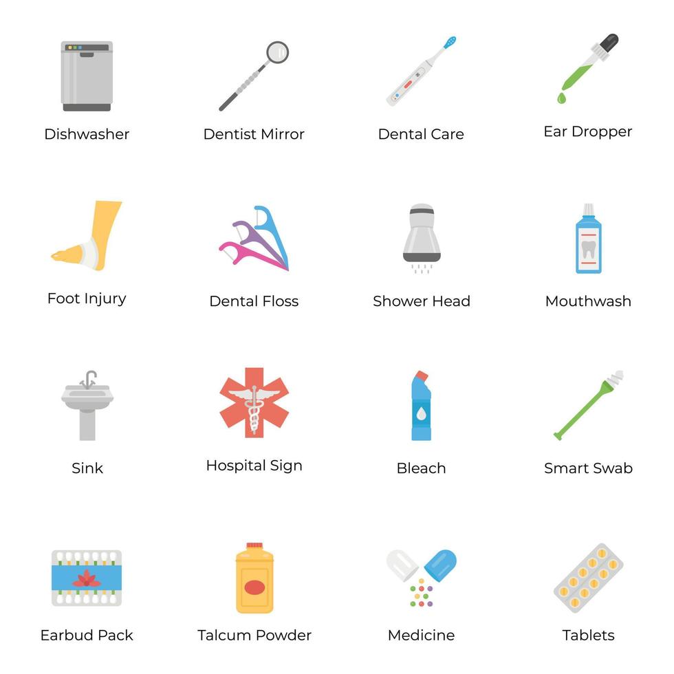 pacote de ícones de ferramentas de higiene para bebês vetor