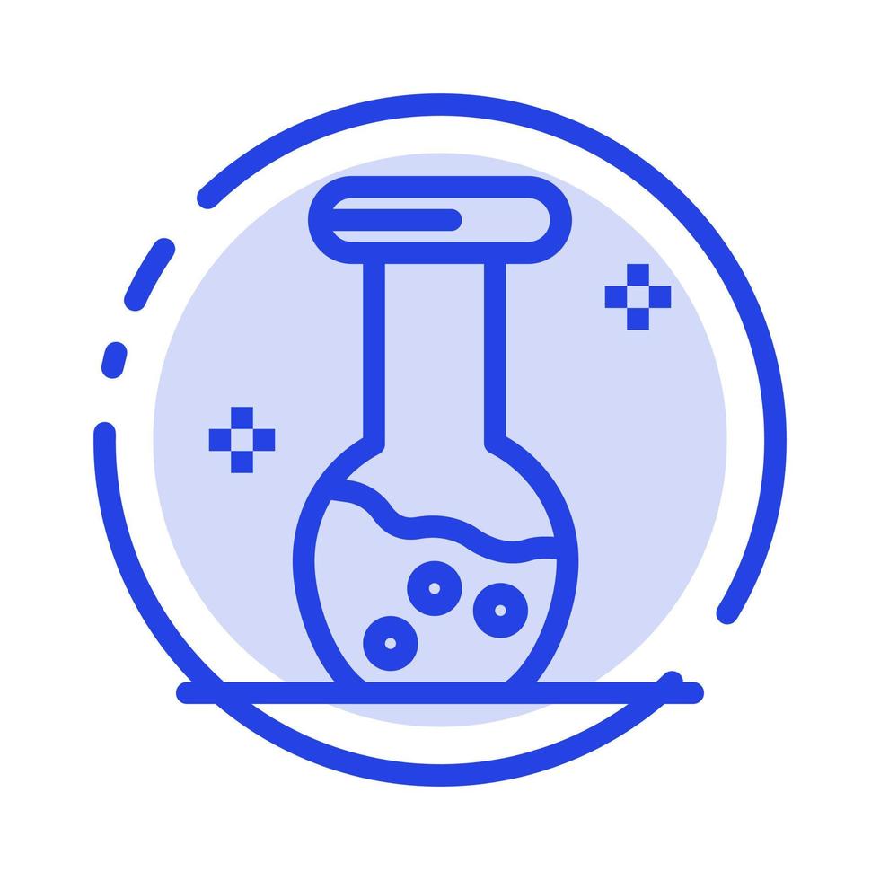 análise bioquímica biologia química linha pontilhada azul linha ícone vetor