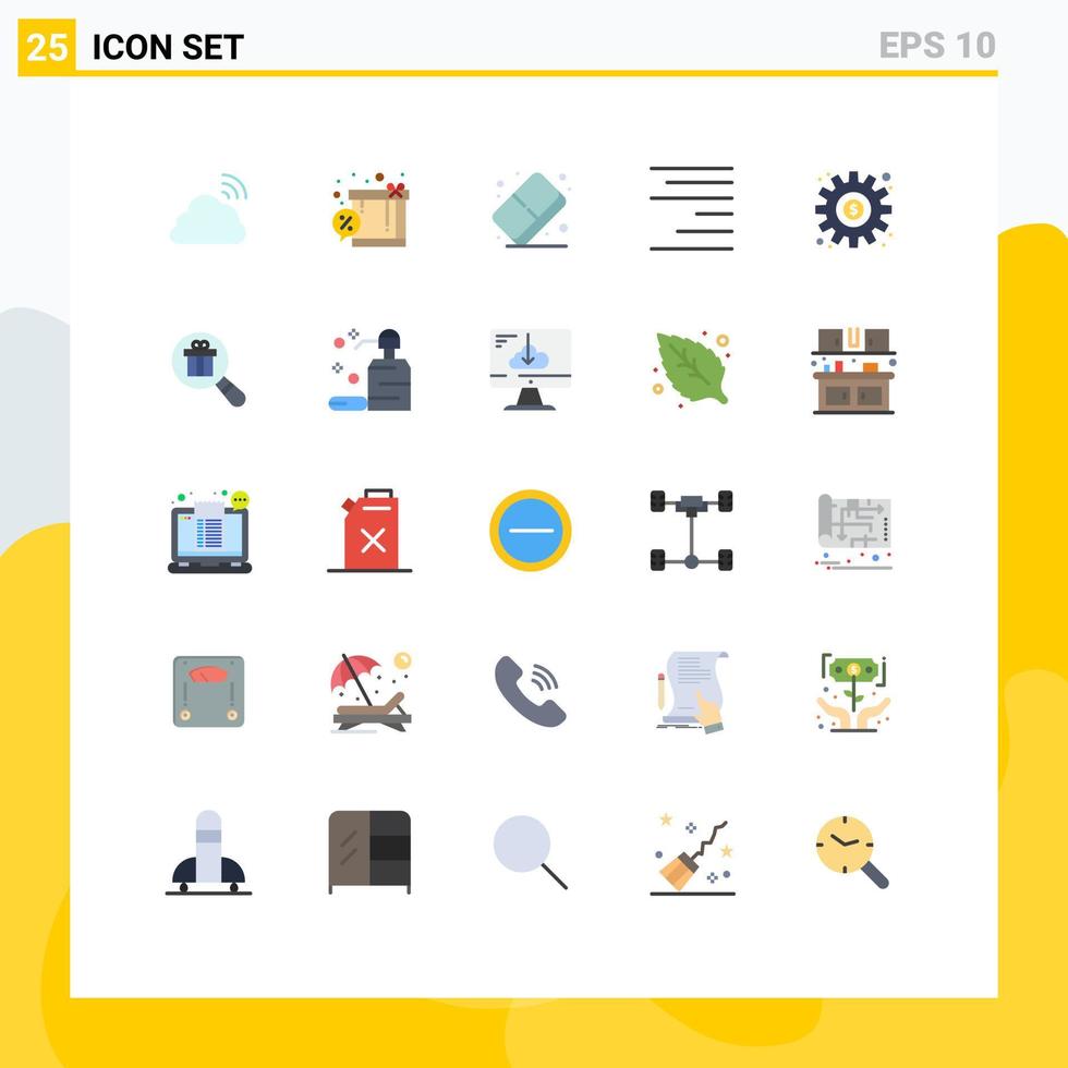 pacote de interface do usuário de 25 cores planas básicas de texto de engrenagem comprando elementos de design de vetores editáveis de pintura correta