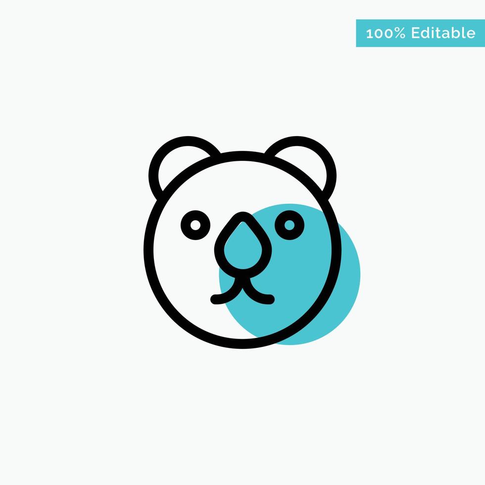 cabeça de urso predador turquesa destaque ícone de vetor de ponto de círculo