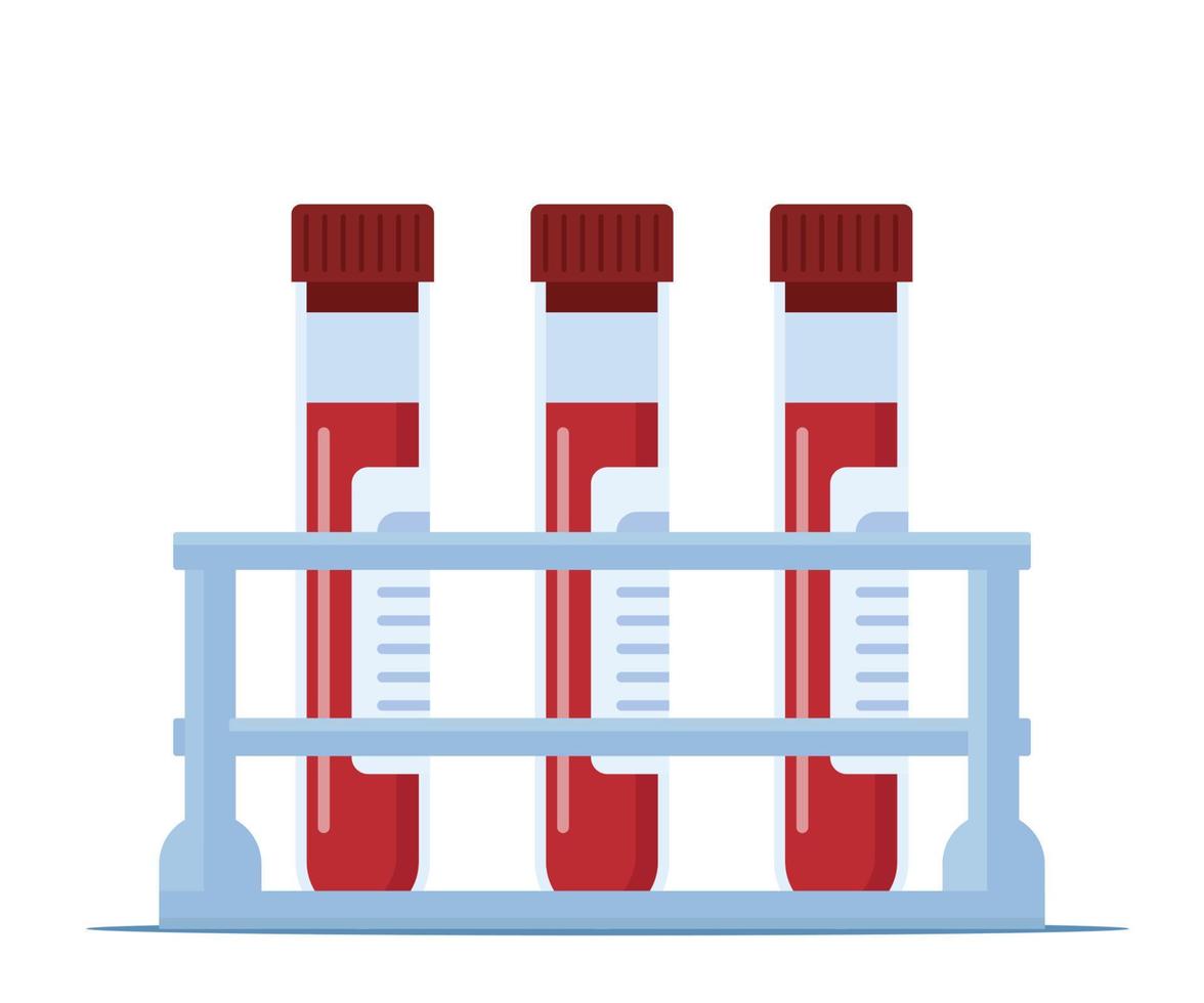 ícones de frasco médico com sangue. tubos de análise de sangue com rótulos. ilustração vetorial em estilo simples. vetor