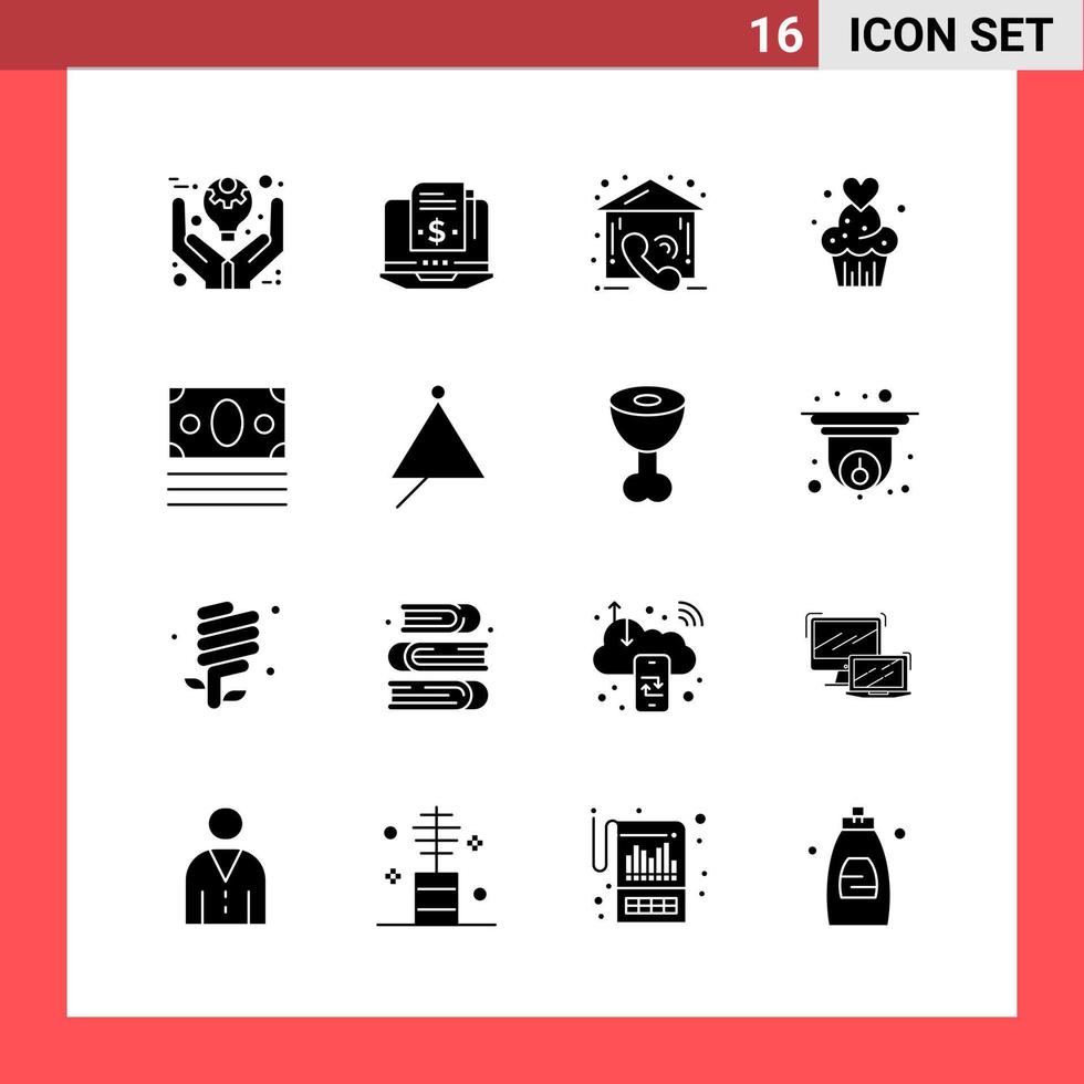 16 símbolos de glifo de estilo sólido do pacote de ícones em sinais simples de fundo branco para design geral de fundo vetorial de ícones pretos criativos vetor