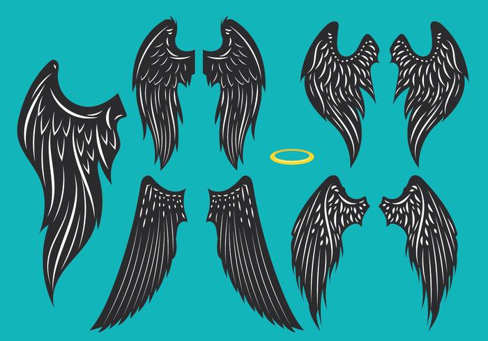 Set os black wings illustration vetor