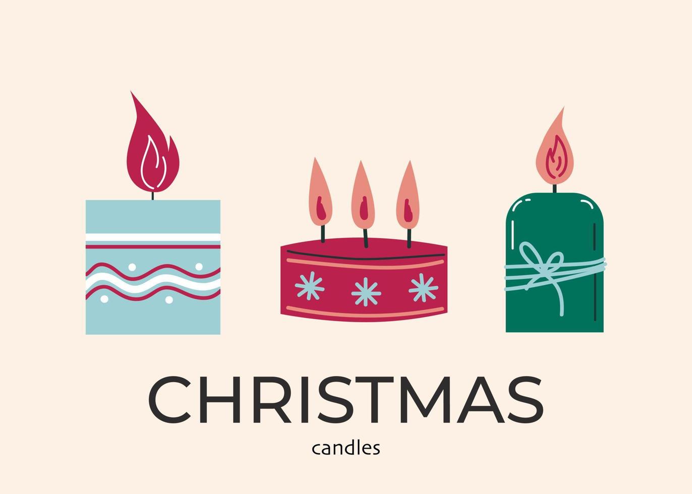 conjunto de clipart de velas. ilustrações de inverno de natal para design vetor