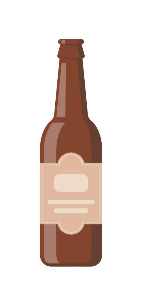 garrafa de cerveja marrom no fundo branco. ilustração em vetor estilo simples.