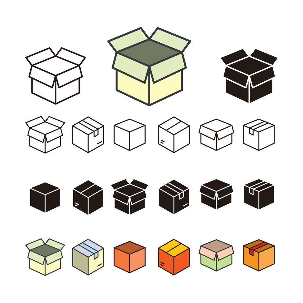modelos de design de símbolo de ícone de caixa vetor