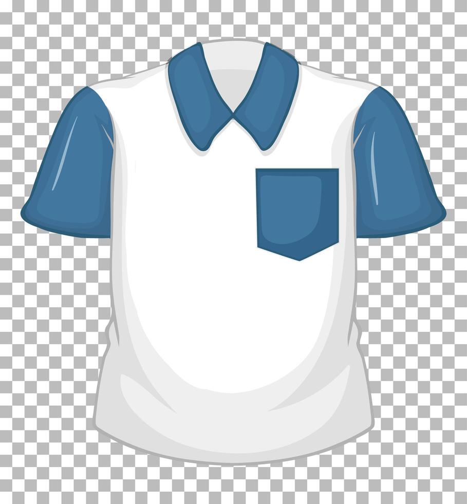camisa branca em branco com mangas curtas azuis isolada em fundo transparente vetor