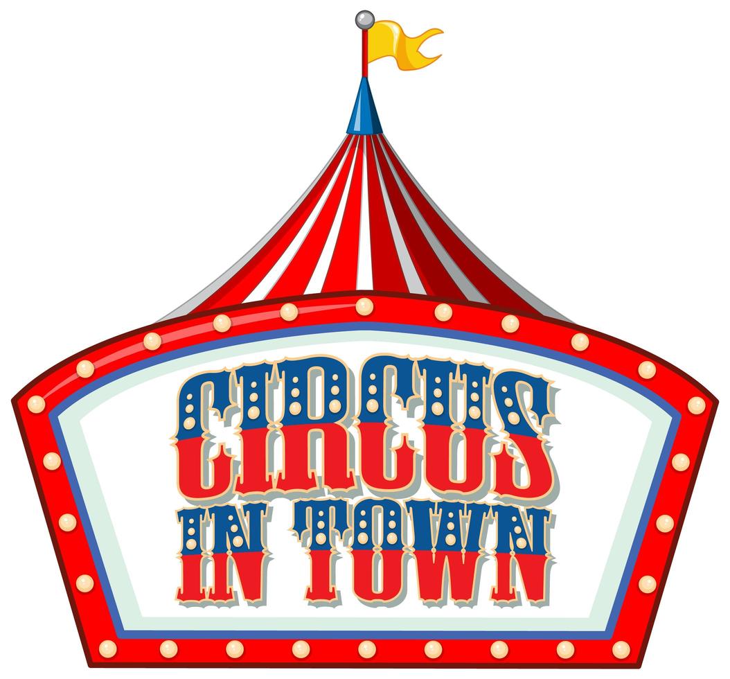 design de fonte para a palavra circo na cidade com tenda de circo vetor