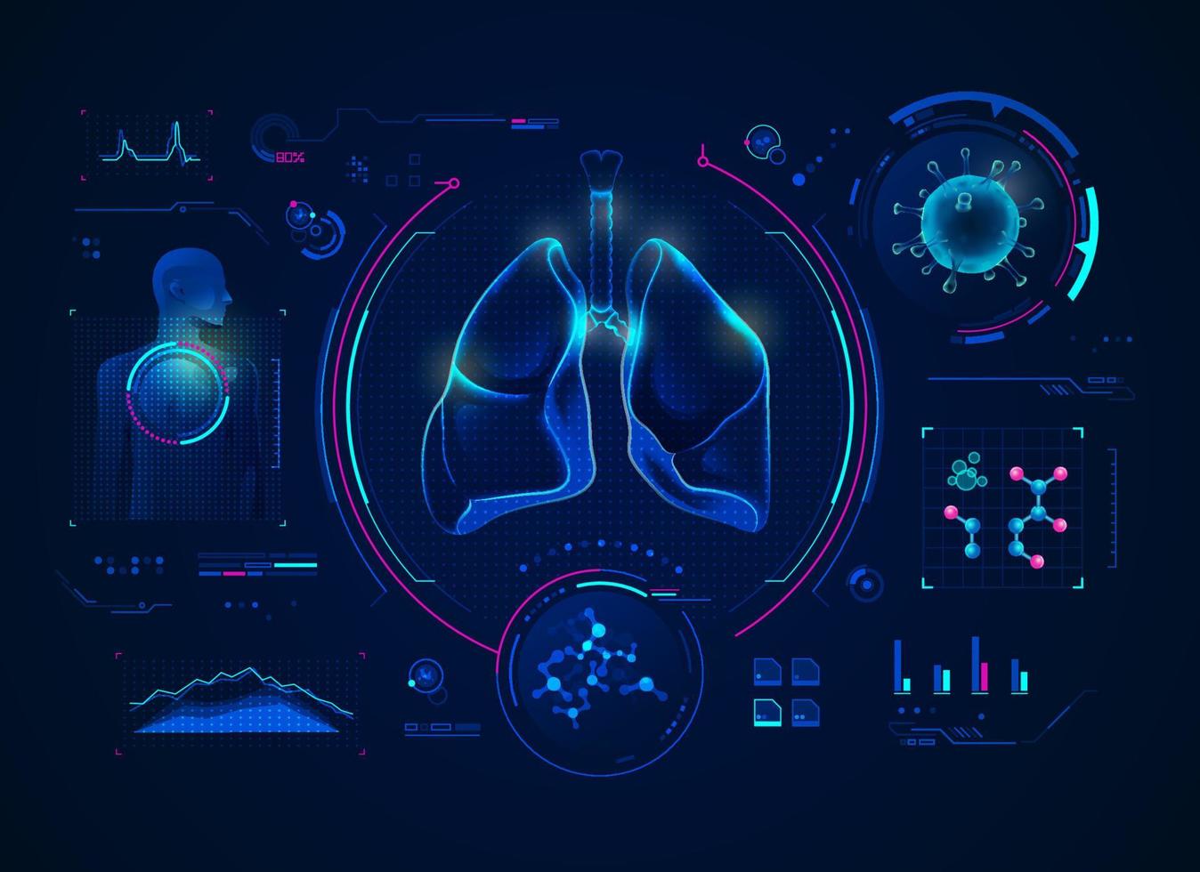interface de diagnóstico de pulmões vetor