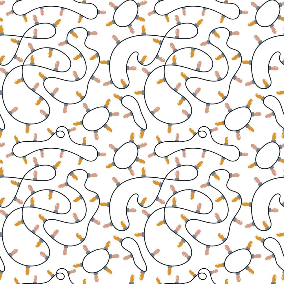 guirlanda de Natal sem costura padrão. rabiscar luz lâmpada chá de bebê escandinavo papel de parede fundo. design de tecido têxtil para crianças vetor