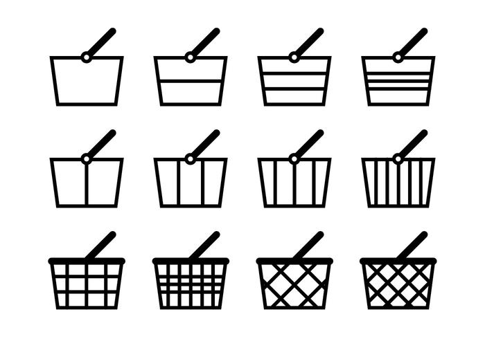 Conjunto de ícones de carrinho de supermercado vetor