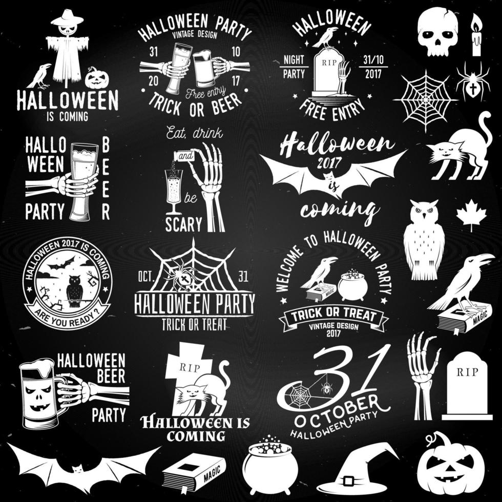 conjunto de emblemas de festa de halloween vetor