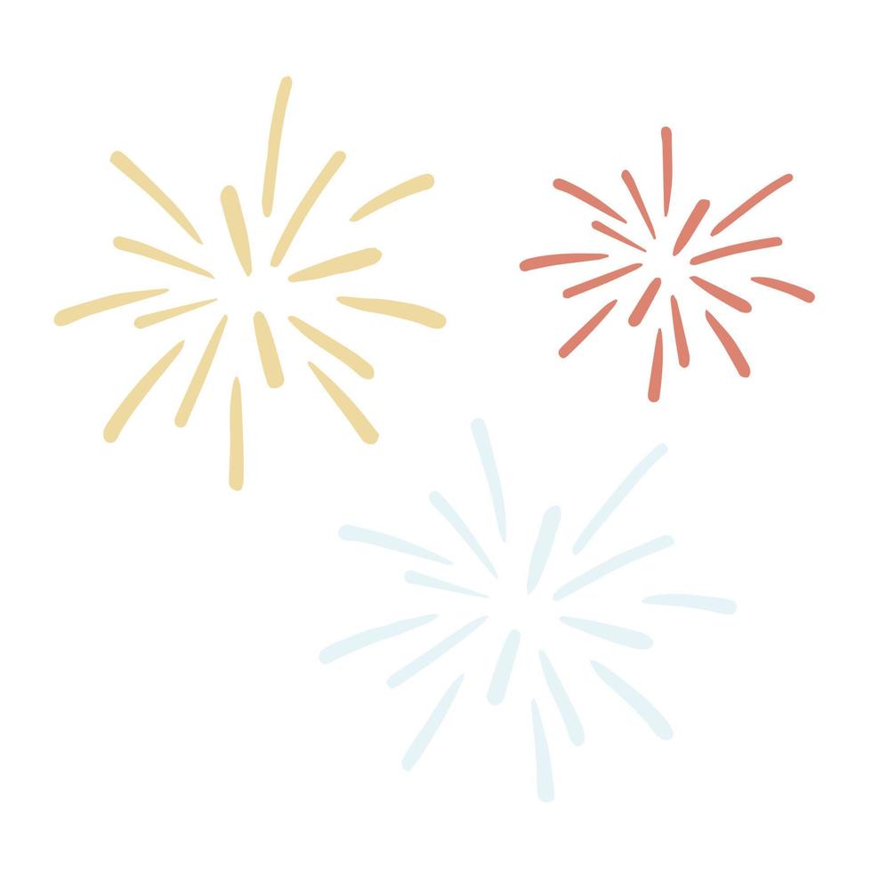 ilustração de clipart isolada e fofa desenhada à mão de fogos de artifício vetor