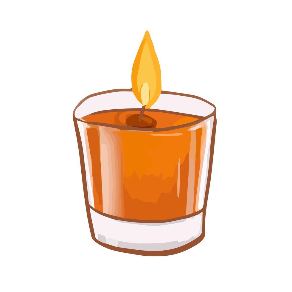 ilustração de clip art isolada e fofa desenhada à mão de vela de aroma laranja aconchegante vetor