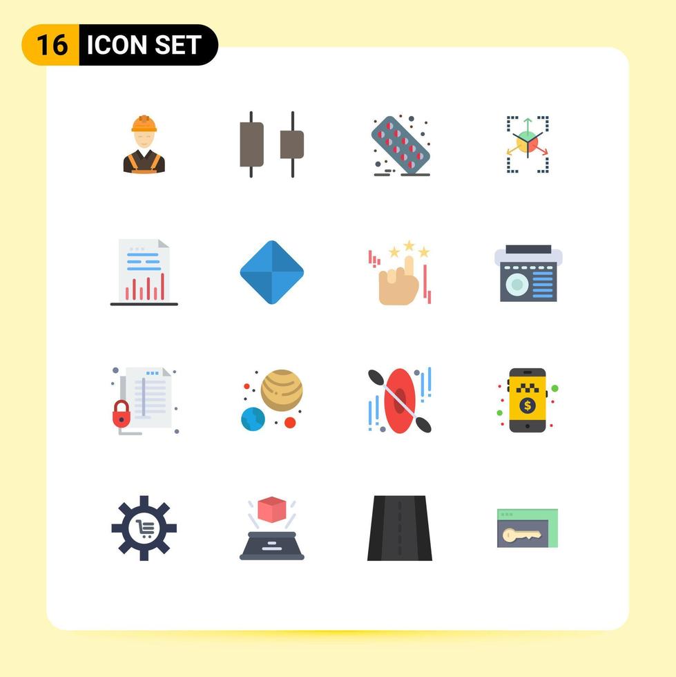 pacote de interface do usuário de 16 cores planas básicas de protótipo de banco de dados de saúde gráfico gráfico pacote editável de elementos de design de vetores criativos