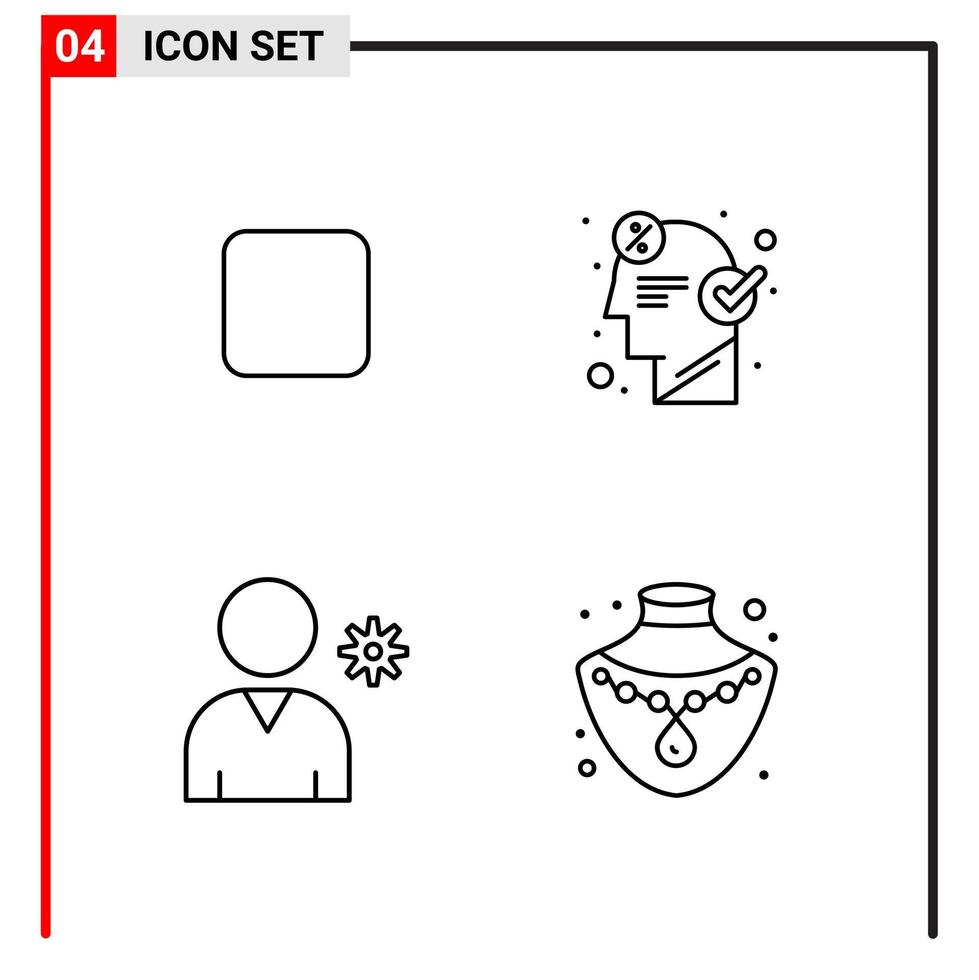 4 ícones gerais para impressão de design de site e aplicativos móveis 4 sinais de símbolos de contorno isolados no fundo branco 4 pacote de ícones vetor
