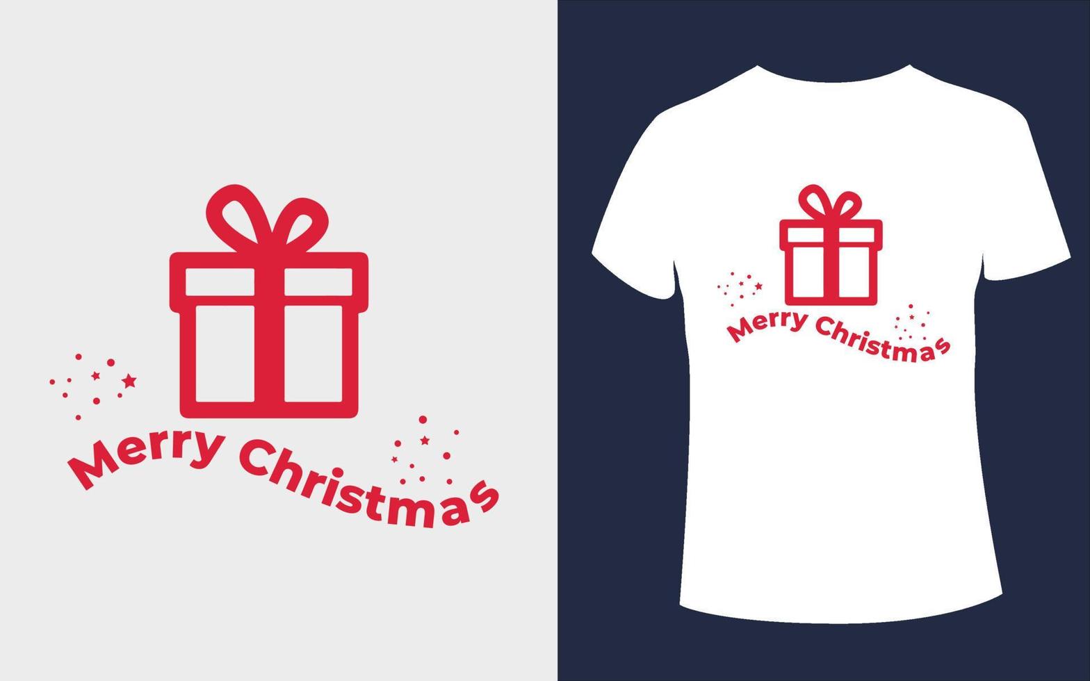 design criativo de camiseta de natal com vetor de caixa de presente