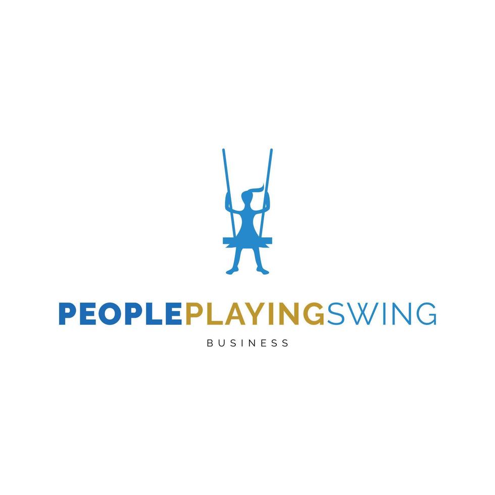 pessoas jogando modelo de design de logotipo de ícone de swing vetor