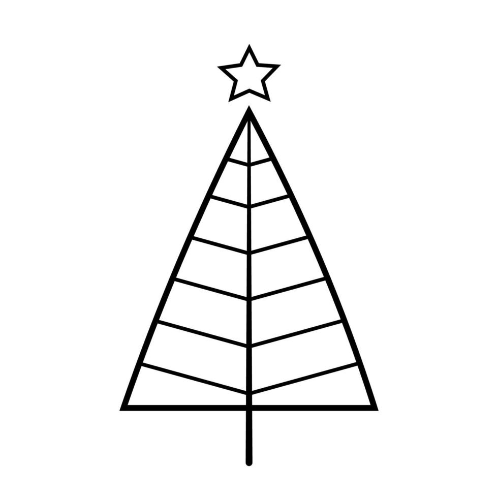 árvore de natal e ano novo desenhada à mão em um fundo branco. elemento de doodle para decoração para as férias de inverno. ilustração vetorial isolado. vetor