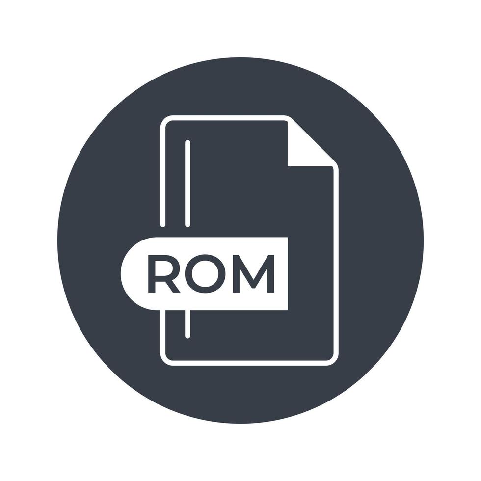 ícone de formato de arquivo rom. rom extensão ícone preenchido. vetor