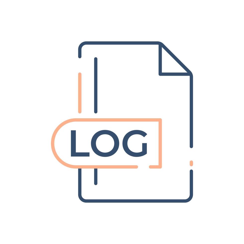 ícone de formato de arquivo de log. ícone de linha de extensão de log. vetor