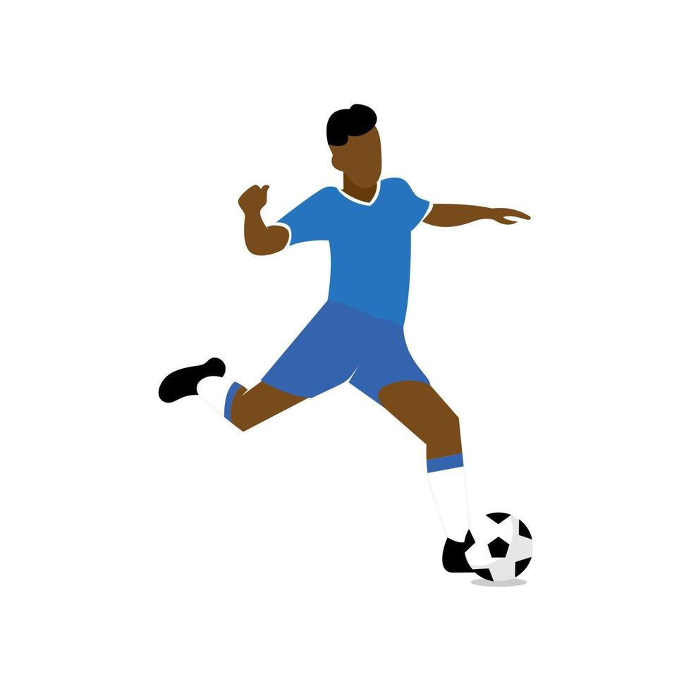 jogador de futebol chuta a bola. ilustração gráfica vetorial vetor