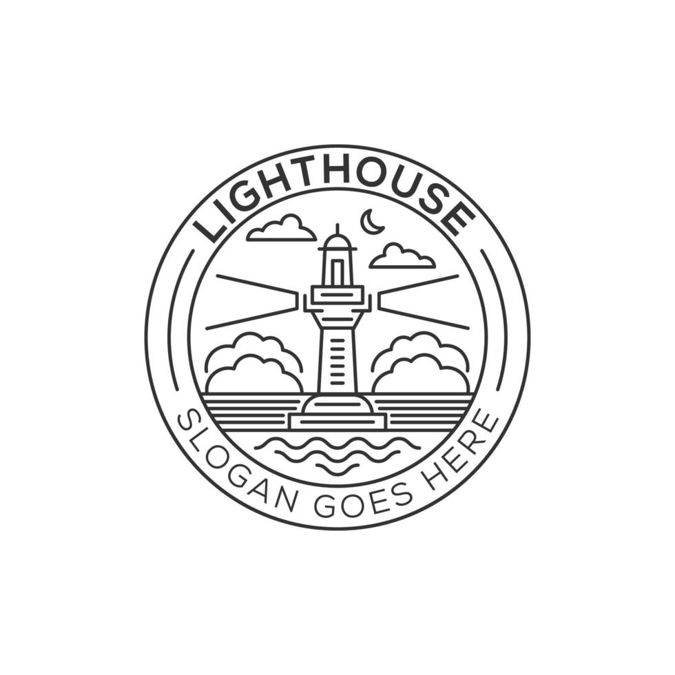 delinear o design do logotipo da casa de luz, modelo de arte de linha de ilustração vetorial de ícone de farol vetor