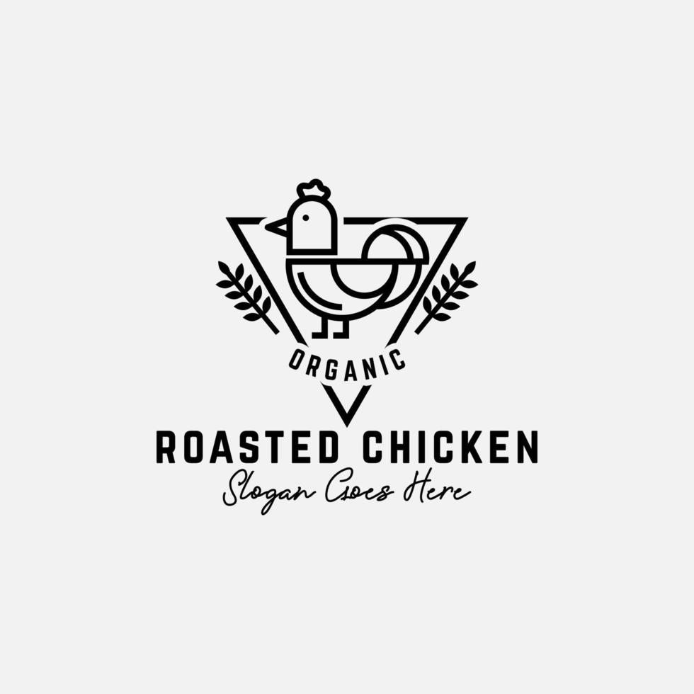 design de logotipo de carne de frango assado orgânico, melhor para vetor de logotipo de comida orgânica de arte de linha