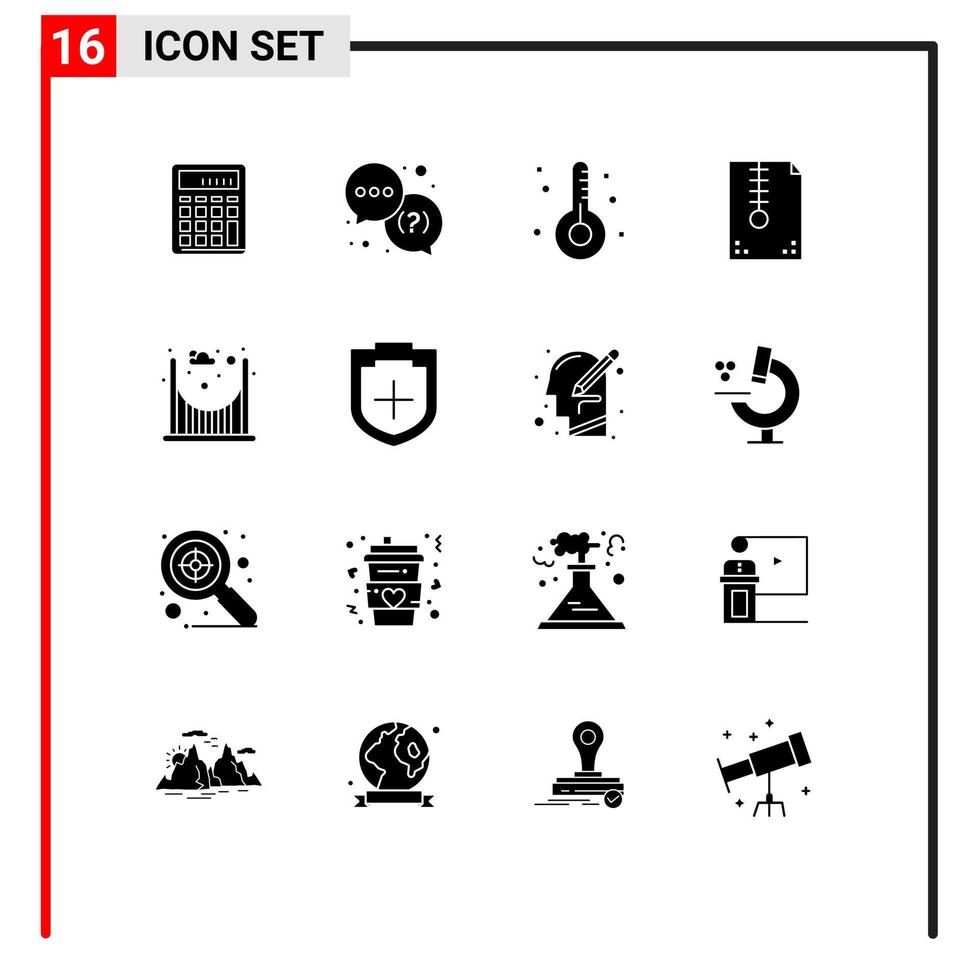 16 conceito de glifo sólido para sites móveis e aplicativos de medicina de serviço de arquivo compactado formam elementos de design vetorial editáveis vetor