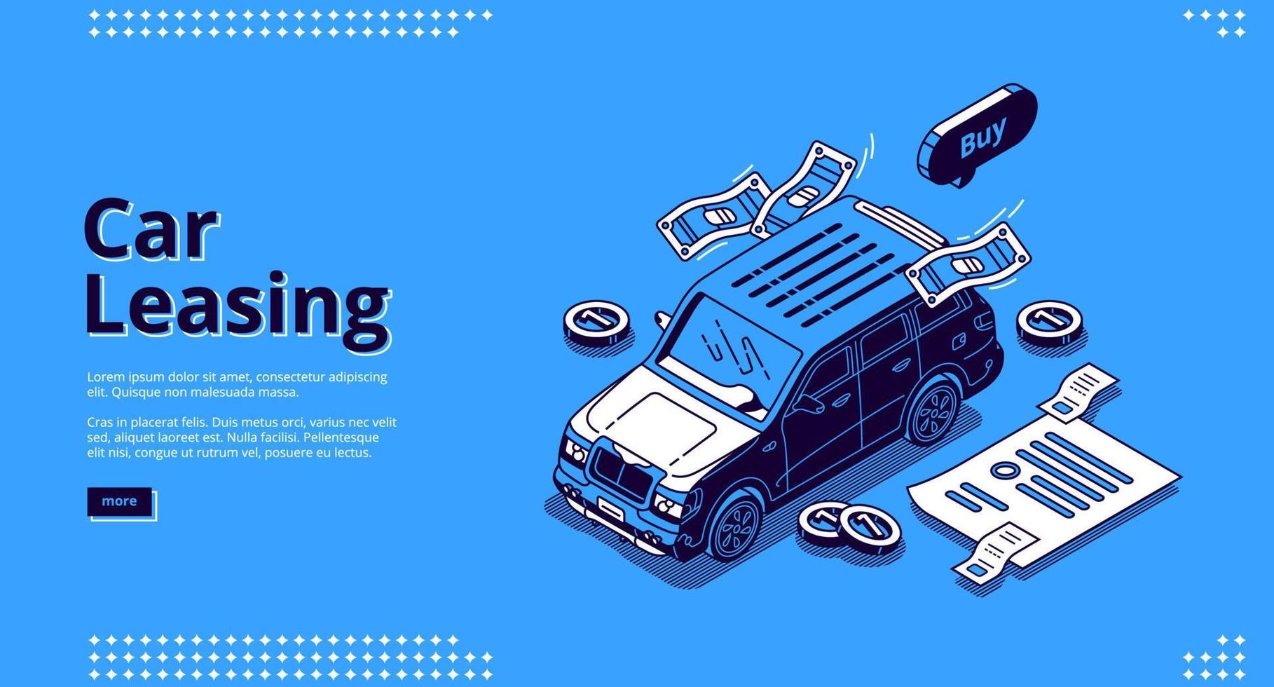 aterrissagem isométrica de locação de carros, locação de automóveis vetor