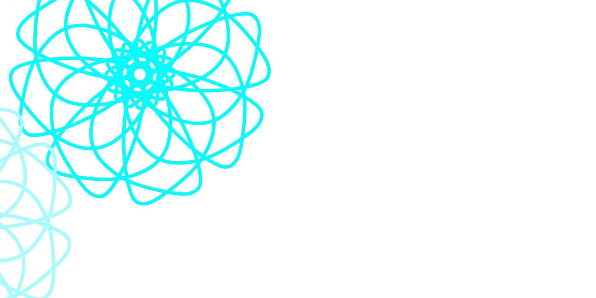 textura de doodle de vetor azul e amarelo claro com flores.