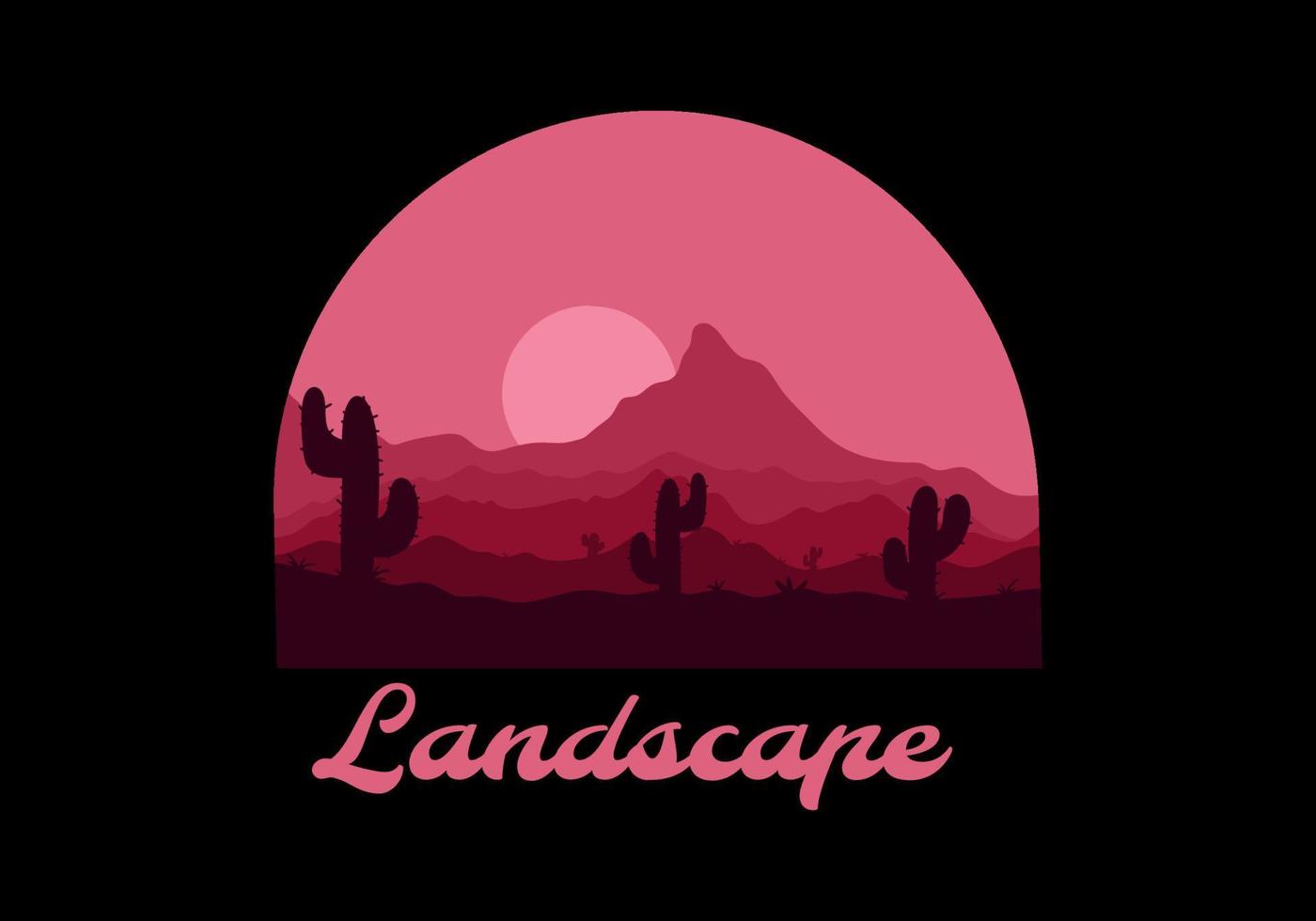 paisagem colorida do deserto com ilustração de árvores de cacto vetor