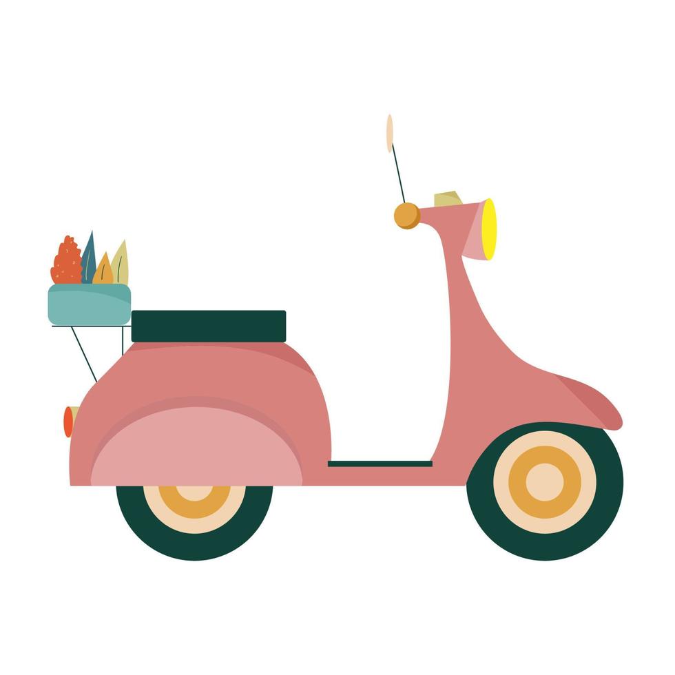 ícone de scooter com flores. estilo simples vetor