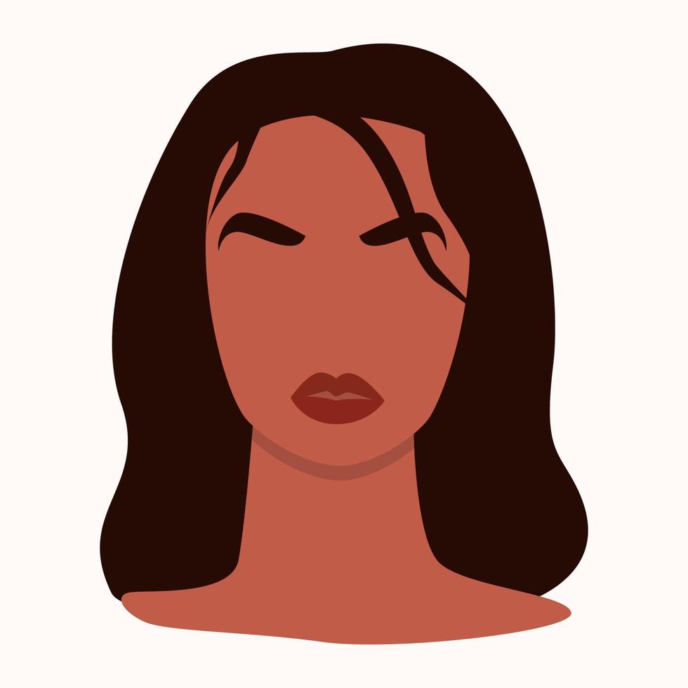 ilustração do conceito feminino de mulher boho. perfeito para cartazes, arte de parede, cartões. mulher clipart isolada no fundo branco. retrato contemporâneo. ilustração vetorial de estoque, eps10 vetor