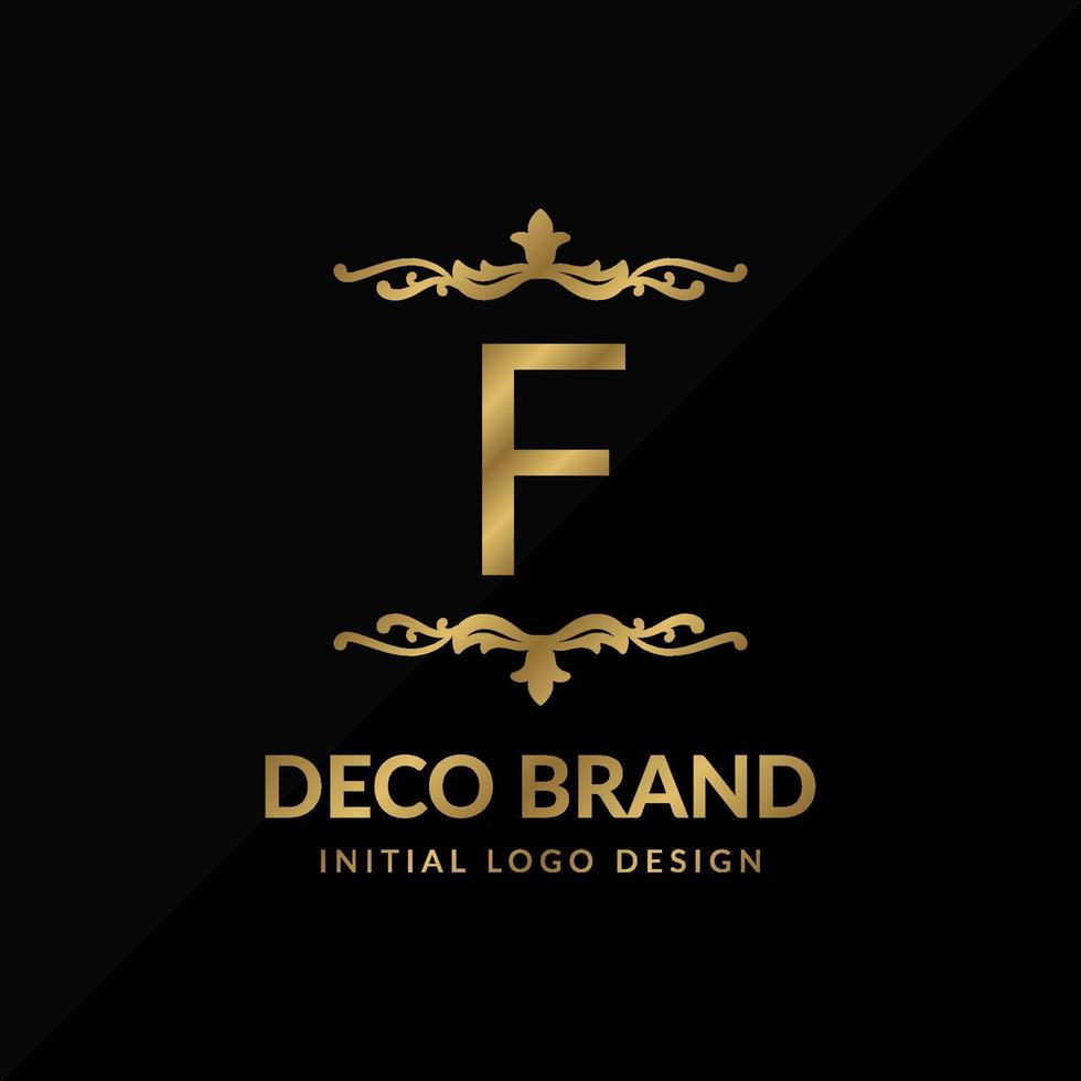 letra f logotipo inicial do vetor de redemoinho retrô da marca decorativa