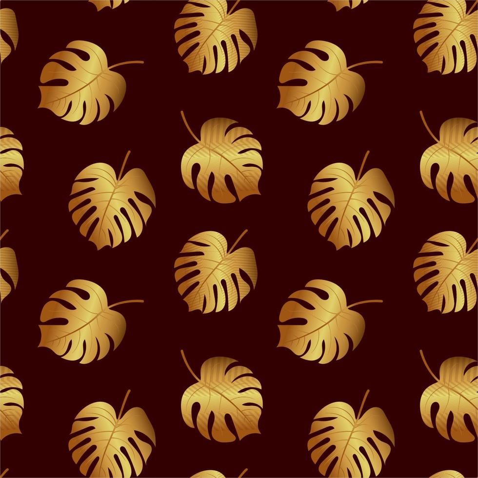 padrão perfeito com folhas douradas em vetor