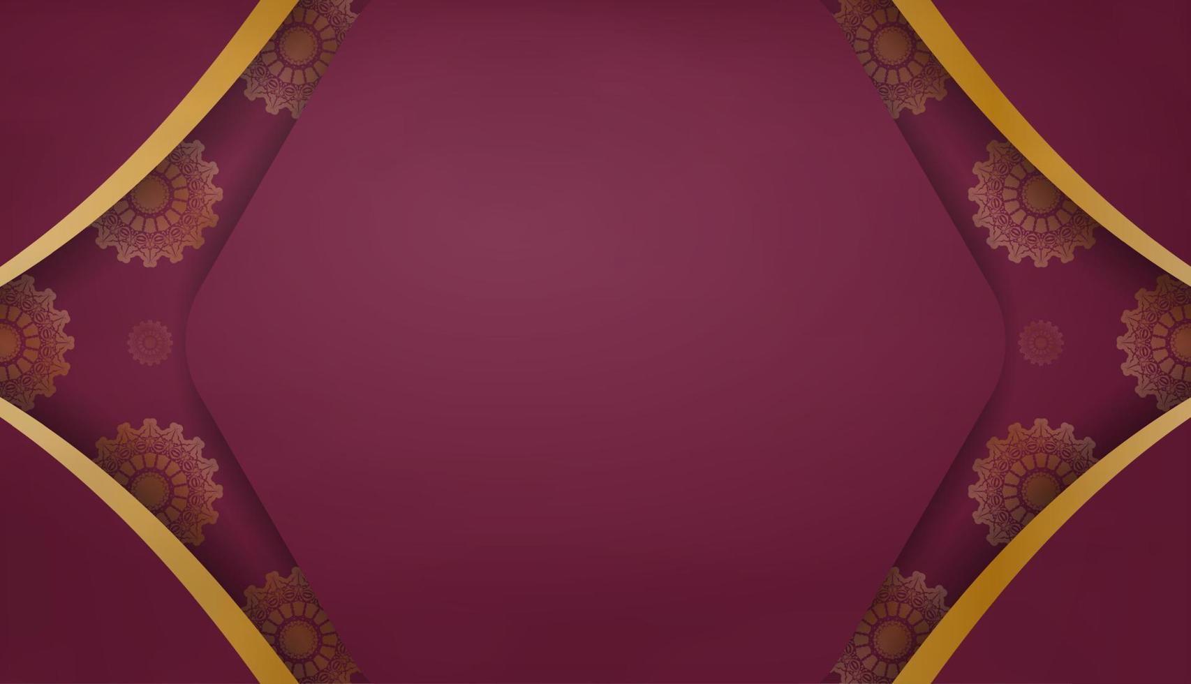 banner cor de vinho com ornamentos de ouro grego e um lugar para o seu logotipo vetor