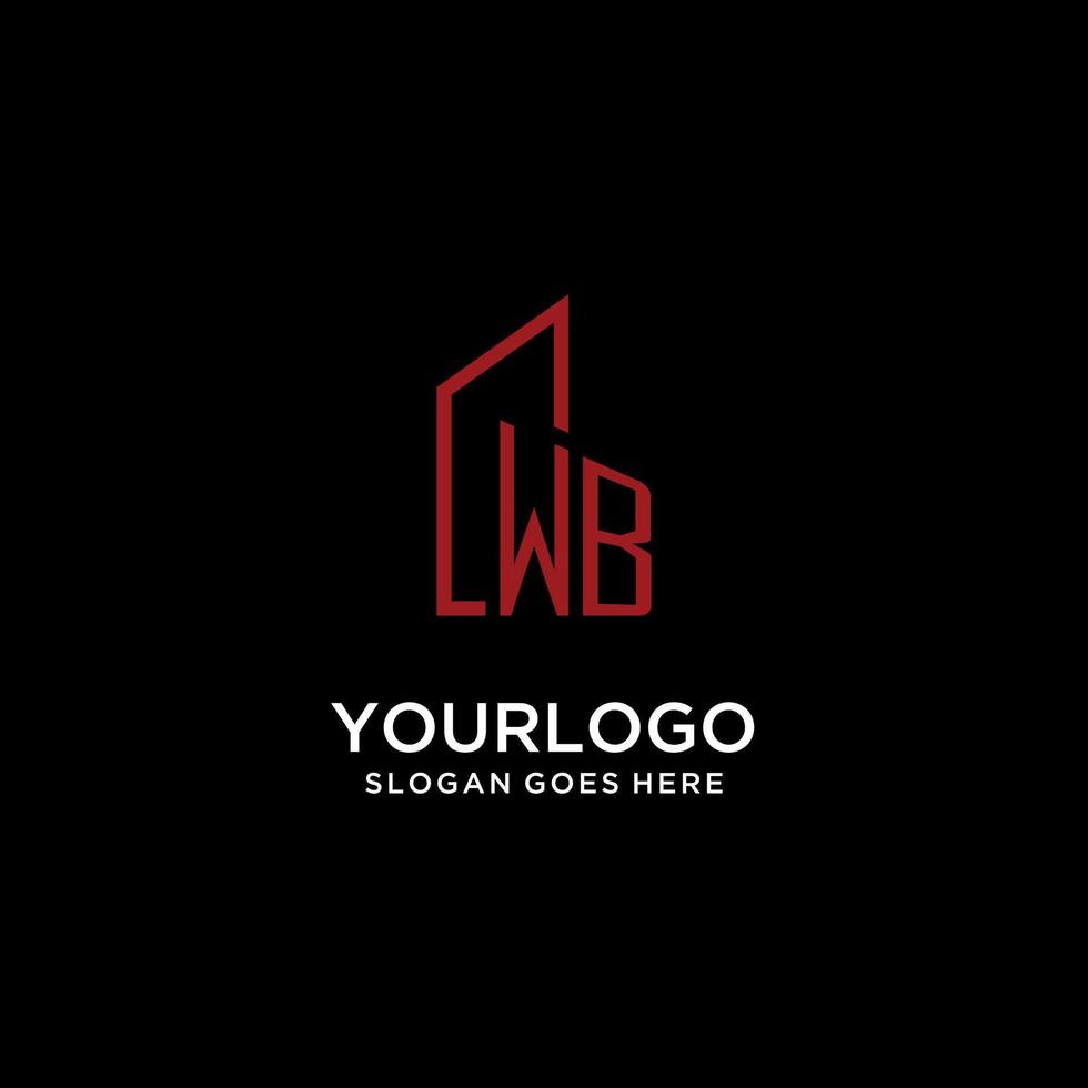 monograma inicial wb com design de logotipo de construção vetor