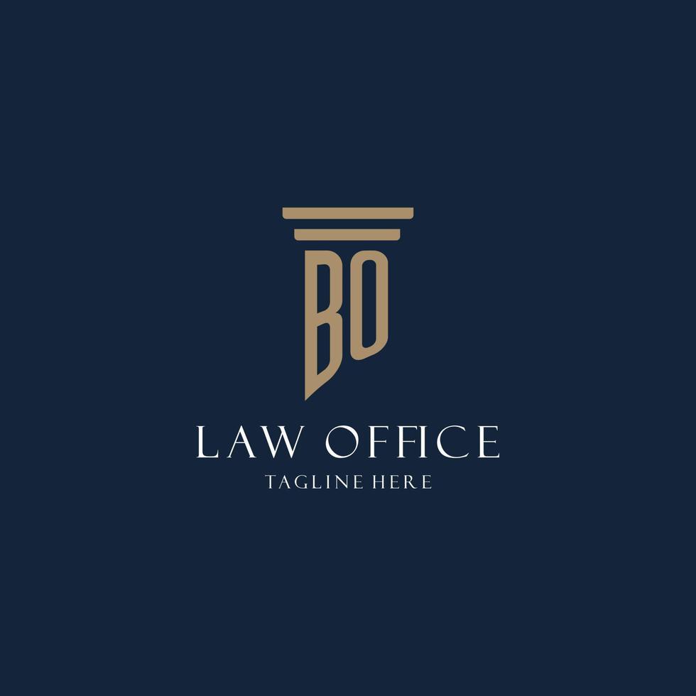 logotipo de monograma inicial bo para escritório de advocacia, advogado, advogado com estilo de pilar vetor