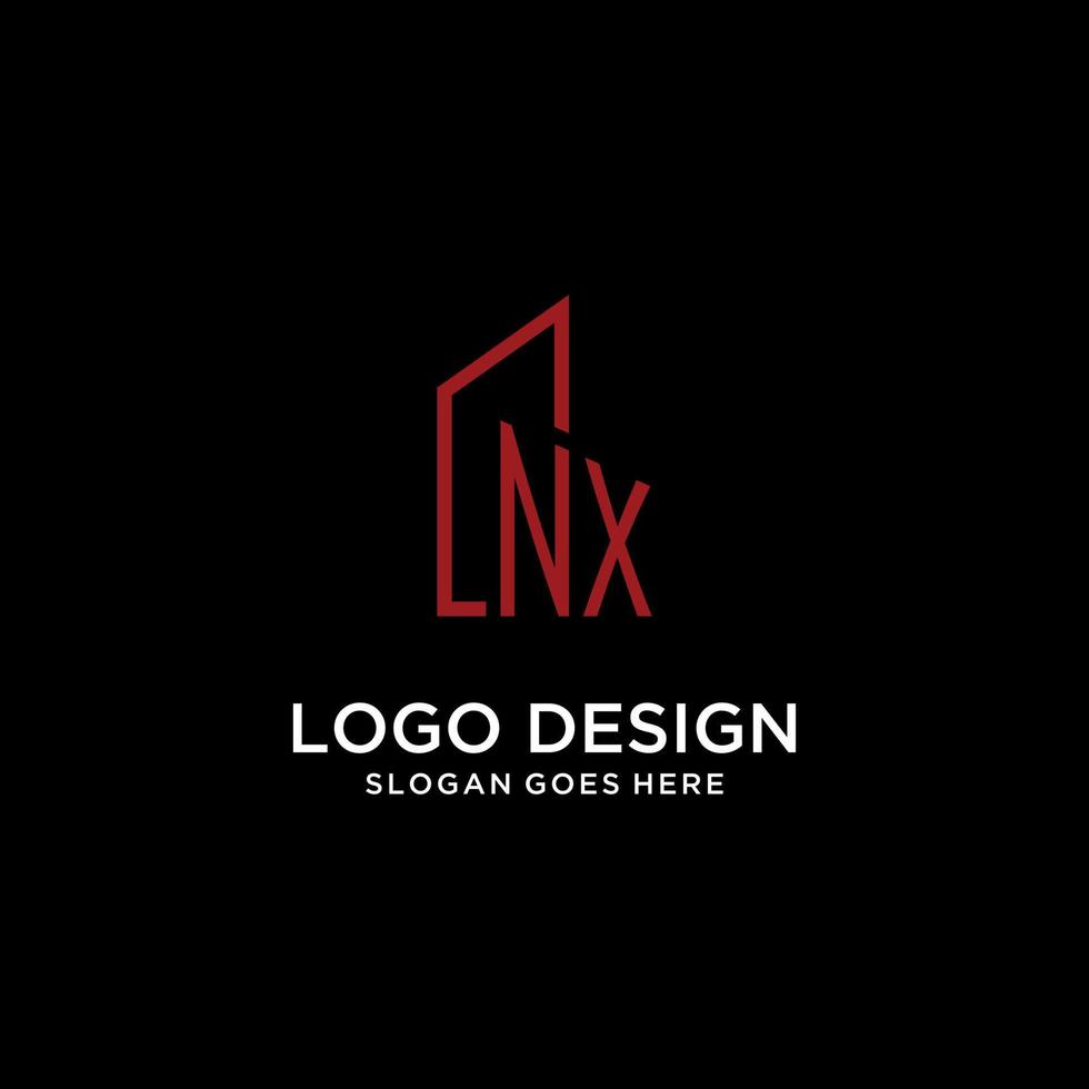 nx monograma inicial com design de logotipo de construção vetor