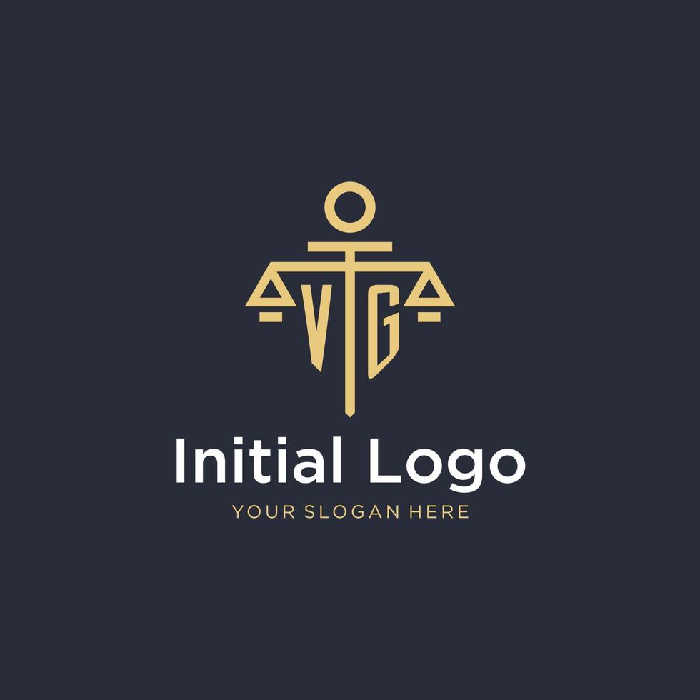 logotipo monograma inicial vg com design de estilo de escala e pilar vetor
