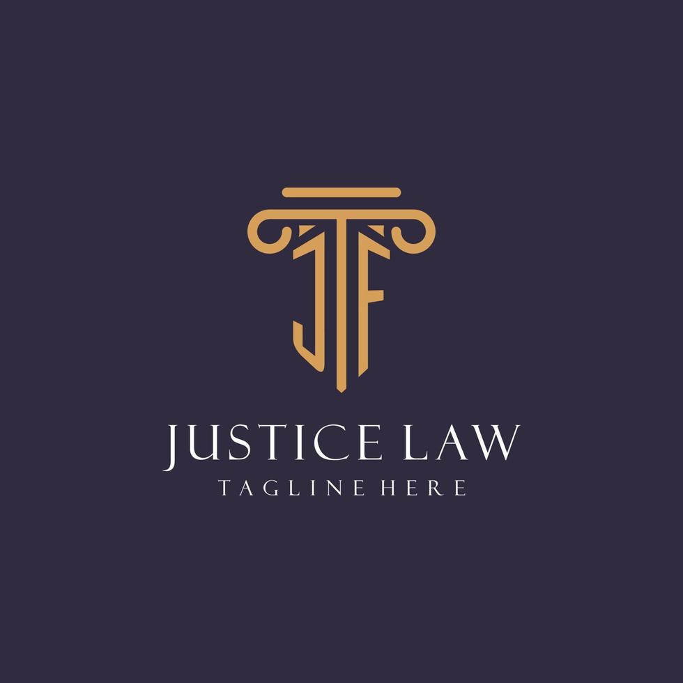 design de iniciais de monograma jf para escritório de advocacia, advogado, escritório de advocacia com estilo pilar vetor