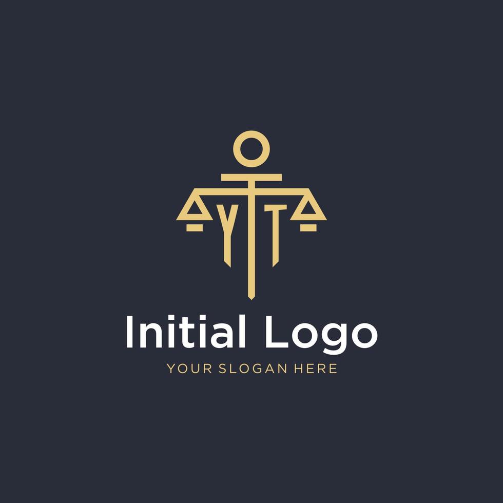 logotipo de monograma inicial yt com design de estilo de escala e pilar vetor