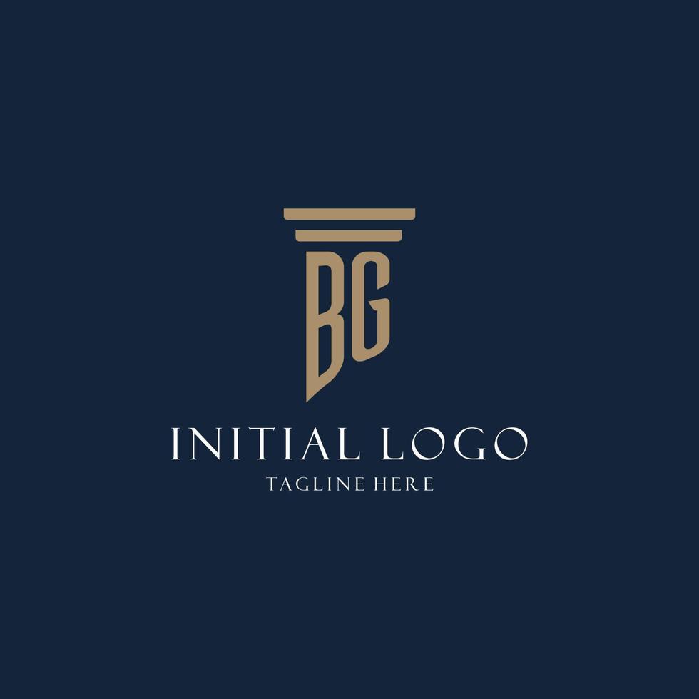 logotipo inicial do monograma bg para escritório de advocacia, advogado, advogado com estilo de pilar vetor