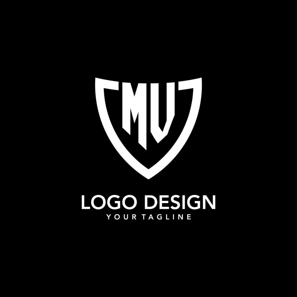 logotipo inicial do monograma mv com design de ícone de escudo moderno e limpo vetor